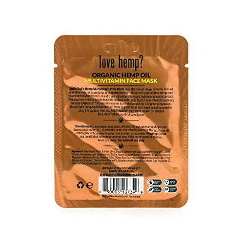 Uncle Bud's 1 of each Hemp Face masks (7 total) with pure Organic Hemp Seed Oil