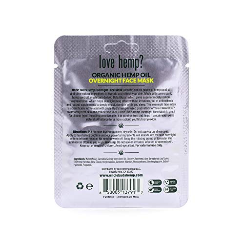 Uncle Bud's 1 of each Hemp Face masks (7 total) with pure Organic Hemp Seed Oil