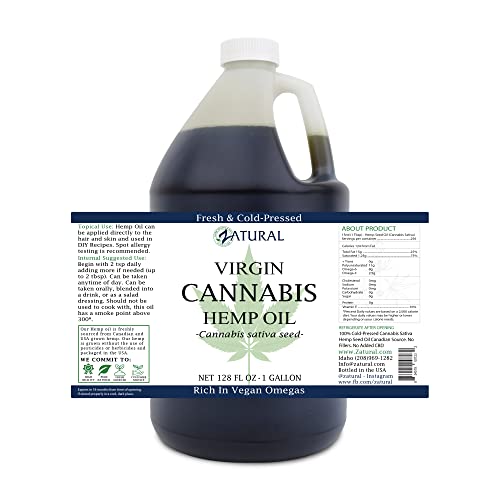 Zatural Hemp Oil 100% Pure Cold Pressed High Vegan Omegas 3 & 6 No Fillers or Additives Therapeutic Grade (1 Gallon)