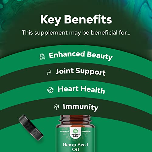 High Absorption Hemp Oil Capsules - Vegan Omega 3 6 9 Supplement with Essential Fatty Acids for Joint Support Relaxing Mood and Skin Health - Halal Non-GMO 1000mg Hemp Seed Oil Capsules