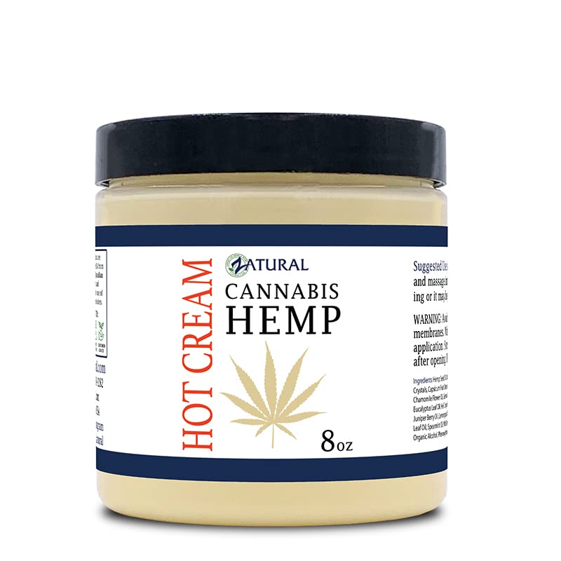 Zatural Hemp Hot Cream with Essential Oil Blend, Aloe, Hemp, and More (8oz jar)