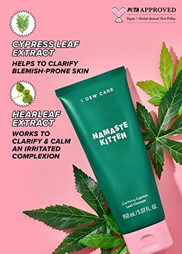 I DEW CARE Face Cleanser - Namaste Kitten | With Cypress Leaf Extract, Daily Foaming Facial Wash, Makeup Remover, Clarify Skin, 5.07 Fl Oz