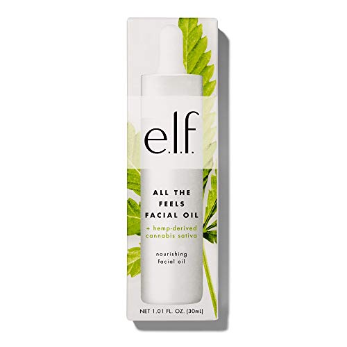 e.l.f. SKIN All the Feels Facial Oil, Ultra-Hydrating Formula, Lightweight & Non-Greasy, Infused with Hemp Seed Oil, Vegan & Cruelty-Free, 1.01 Oz
