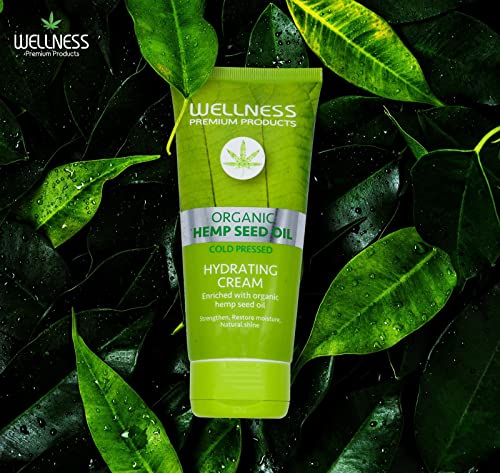 Wellness Organic Hemp Seed Oil Cold Pressed Hydrating Hair Cream for All Hair Types Strengthen, Restore Moisture Natural Shine 180ml 6.3oz