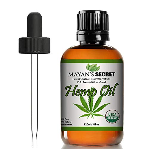 Mayan's Secret Hemp Seed Oil USDA Certified Organic Virgin Cold-Pressed High in Omega 3-6-9 Fatty Acids- Not CBD oil- Sativa Oil-, Non-GMO, Cruelty Free- Large 4oz Glass Bottle