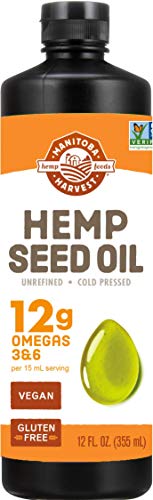 Hemp Oil – Cold Pressed, Premium Quality – 12g of Omegas 3 & 6 Per Serving – Hydrate, Calm & Nourish Skin - Non GMO, Vegan, Gluten Free Hemp Seed Oil – Great for cooking, salad dressings - 12 Fl Oz