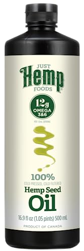 Just Hemp Foods All Natural Hemp Seed Oil, Cold Pressed, Cold Filtered, 2.5g Omegas Per Serving, 16.9 Fl Oz