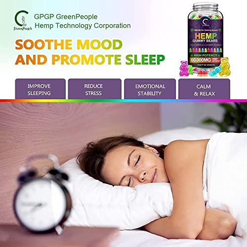 GPGP Greenpeople (3 Pack) Hemp Gummies 60,000mg Extra Strength -180ct - 100% Natural Hemp Oil Infused Gummies, Promotes Focus Calm, Sleep and Calm Mood