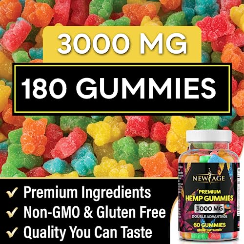 NEW AGE Naturals Advanced Hemp Big Gummies 3000mg - 180ct - Supports Healthy Energy Levels, Rest and Relaxation - Natural Hemp Oil Gummies