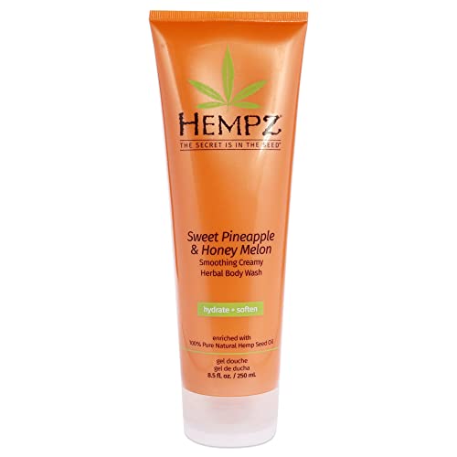 Hempz Herbal Body Wash for Women, Sweet Pineapple & Honey Melon, 8.5 fl. oz. - Creamy, Hydrating Body Wash with 100% Pure Hemp Seed Oil, Shea Butter, Vitamins A & E - Premium Shower and Bath Products