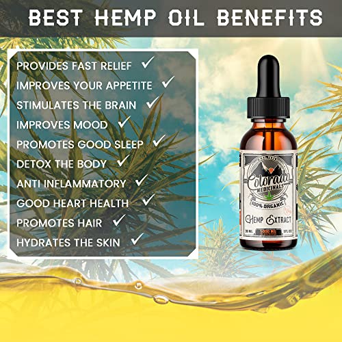 Hеmp Oil 5000mg of Pure Extract - Maximum Strength - Best Premium Orgаnic -100% Natural Slееp Aid -Аrthritis, Аnxiety Rеlief High in Omega 3-6-9- Helps Brain Skin & Hair Zero CBD_Made in USA