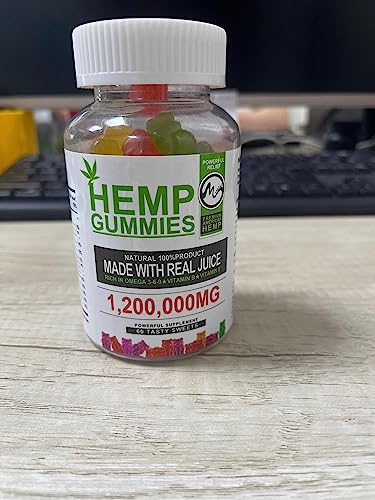(2 Pack) Hemp Gummies 1,200,000mg High Strength - Stress Relief Fruity Gummy Bear with Hemp Oil, 100% Natural Hemp Candy Supplements Promotes Sleep & Calm Mood