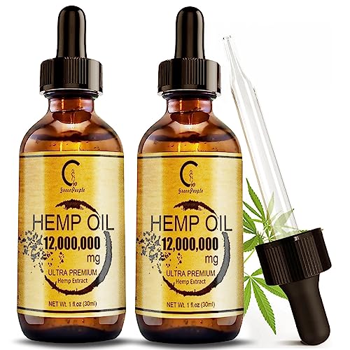 (2 Pack) 12,000,000MG Hemp Oil Extract for Stress Relief and Better Sleep - Aceite de Cáñamo, Immune Support - Best Pure Natural Organic Hemp Oil Extract - Rich in Omega 3-6-9, Non-GMO