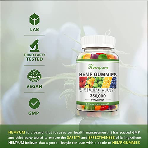 (2-Pack) Premium Hemp Gummies Extra Strength - High Potency Fruity Gummy with Hemp Oil - Organic Edibles Gummy - Non-GMO, Vegan, Low Sugar