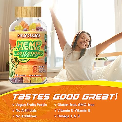 Hemp Gummies 1,200,000mg Vegan Fruity Hemp Gummy Bears - Sleep, Focus, Made in USA (2 Pack, 120 Fruity Edibles)