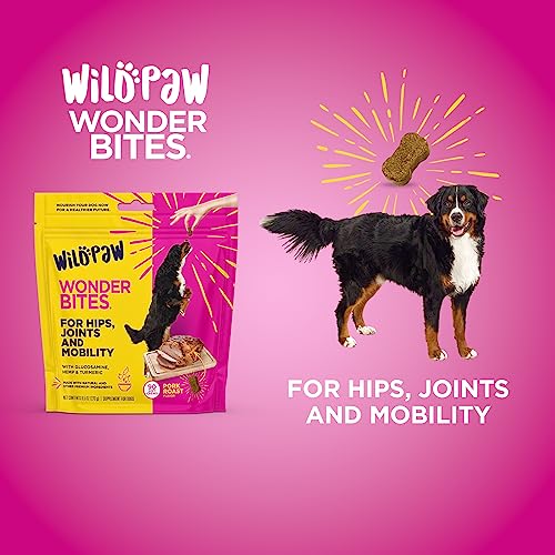 WILDPAW Organic Hemp Dog Treats for Hip and Joint Support - Soft Chew Supplements with Glucosamine, Turmeric, Chondroitin, MSM, Hemp Oil + Powder - Natural Pain Relief and Improved Mobility