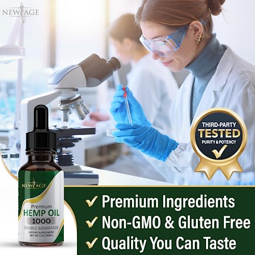 Hemp Oil - 4 Pack - All Natural of Hemp Drops - Grown & Made in USA - Natural Hemp Drops by NewAge (1000mg (Pack of 2))