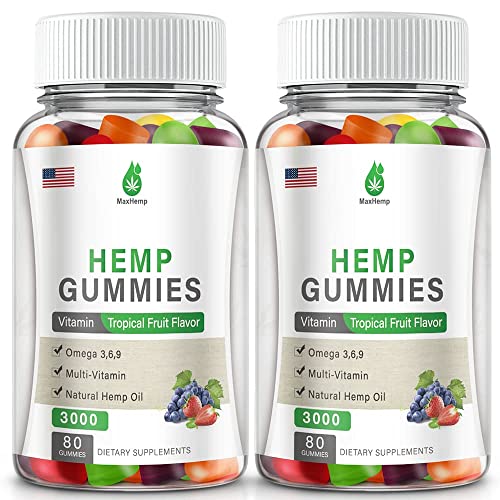 2 Pack Organic Hemp Gummies 3,000 Extra Strengthen High Potency with Pure Hemp Oil Extract Vegan Edible Bear Candy Made in US