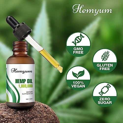 Organic Hemp Oil 1,000,000 Maximum Strength - Natural Hemp Tincture Drop - Vegan, Non-GMO, Organically Grown in USA - 3-Pack