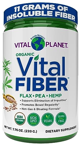 Vital Planet - Vital Fiber Powder, Soluble and Insoluble Fiber Supplement with Flax, Pea and Hemp, Organic Daily Dietary Supplement Supports Gut Digestive Regularity 7.76 oz