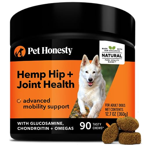 PetHonesty Hemp Hip & Joint Supplement for Dogs - Hemp Oil & Hemp Powder - Glucosamine Chondroitin for Dogs, Turmeric, MSM, Green-Lipped Mussel, Supports Mobility, May Reduce Discomfort (Duck)