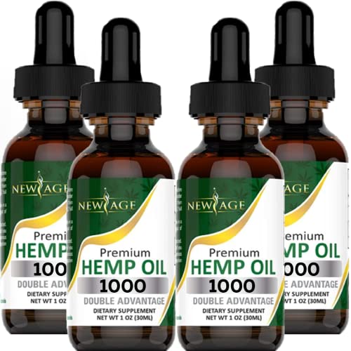 Hemp Oil - 4 Pack - All Natural of Hemp Drops - Grown & Made in USA - Natural Hemp Drops by NewAge (1000mg (Pack of 2))