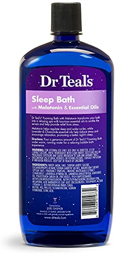 Dr Teal's Foaming Bath Combo Pack (68 fl oz Total), Hemp Seed Oil with Essential Oil Blend, and Melatonin Sleep Soak. Treat Your Skin, Your Senses, and Your Stress.