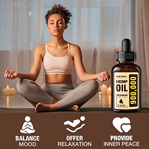 LUCKCHAN (4-Pack) Premium Hemp Oil - Helps Anxiety, Stress, Relaxation, Calming, Sleep - Natural Extract, Vegan, Non-GMO - Organic Hemp Tincture Drops