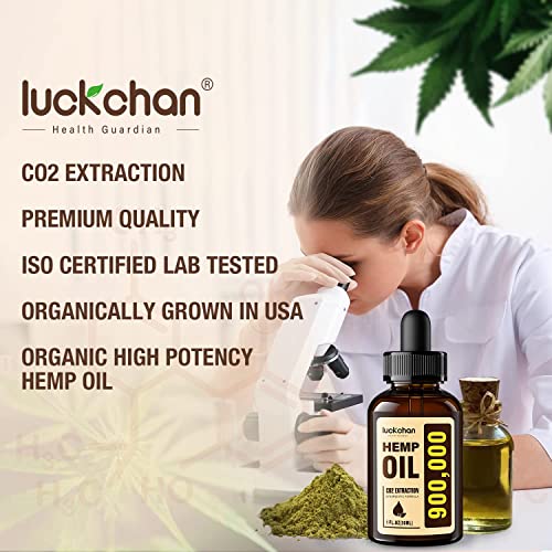 LUCKCHAN (4-Pack) Premium Hemp Oil - Helps Anxiety, Stress, Relaxation, Calming, Sleep - Natural Extract, Vegan, Non-GMO - Organic Hemp Tincture Drops
