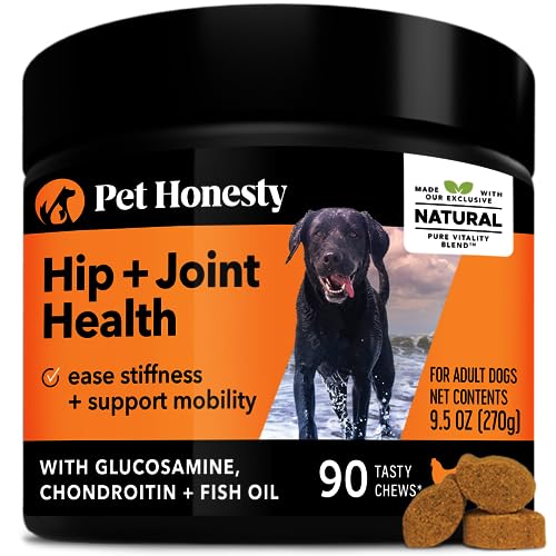 PetHonesty Hip & Joint Health - Dog Joint Supplement Support for Dogs with Glucosamine Chondroitin, MSM, Turmeric - Glucosamine for Dogs Soft Chews - Advanced Pet Joint Support and Mobility - (90 ct)
