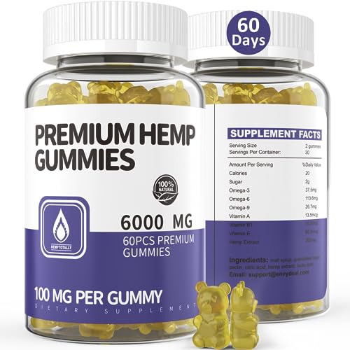 HempTotally Hemp Gummies 6000MG - 100MG per Gummy with Organic and Vegan Hemp Oil, Candy Supplements for Pain, Mood Improvement, Stress, Inflammation Relief, Sleep & to Boost Immunity Support