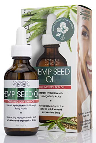 Advanced Clinicals Hemp Seed Oil for Face. Cold Pressed Hemp Seed Oill instantly hydrates skin and helps with Wrinkles, Fine Lines, and Expression Lines