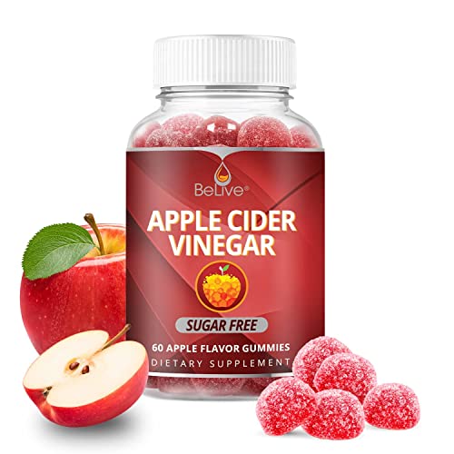 BeLive Apple Cider Vinegar Gummies - AVC Gummies Without Sugar I Detox, Cleanse & Support Digestive Health, Tasty Alternative to AVC Capsules, Vegan, Keto Friendly, Non GMO, Gluten Free | 60 Ct