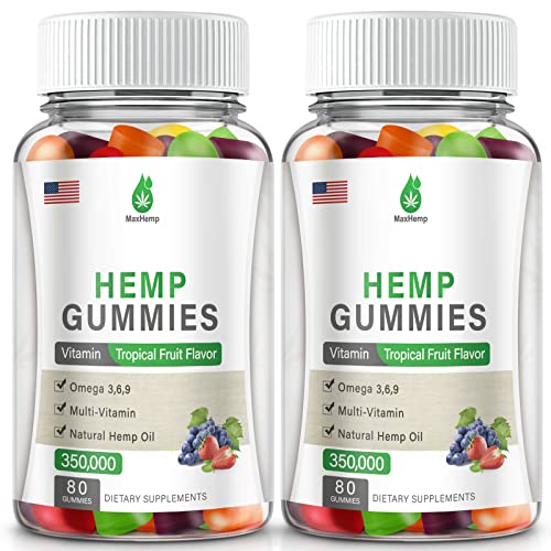 2 Pack Organic Hemp Gummies 350,000 Extra Strengthen High Potency with Pure Hemp Oil Extract Vegan Edible Bear Candy Made in US