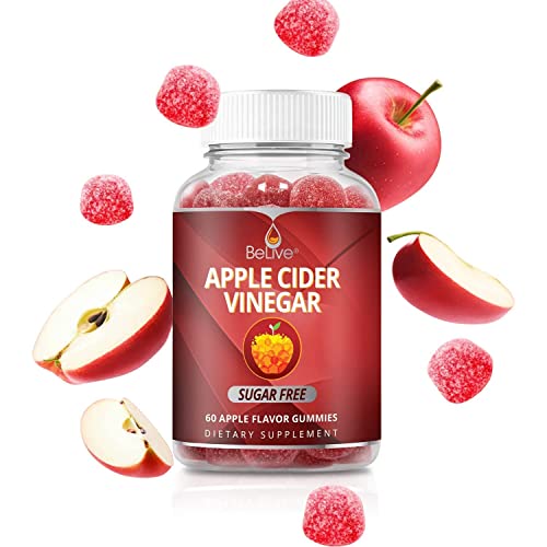 BeLive Apple Cider Vinegar Gummies - AVC Gummies Without Sugar I Detox, Cleanse & Support Digestive Health, Tasty Alternative to AVC Capsules, Vegan, Keto Friendly, Non GMO, Gluten Free | 60 Ct