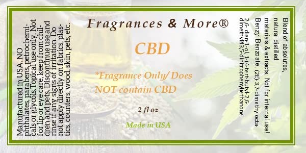 Fragrances & More CBD Fragrance Oil-For Soap Making, Candle Making, For Use with Diffusers, Add to Bath & Body Products, Home and Office Scents, 2 oz amber glass bottle