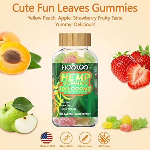 Hemp Gummies 100,000mg - Focus, Peace, Bedtime Support, Natural Hemp Gummy Fruity, Made in USA(120 Edible Gummies, 2 Pack)