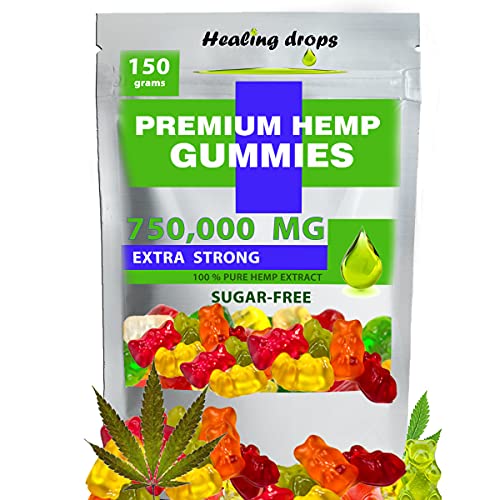 Hemp Gummies 750,000mg Premium Organic Sugar-Free Natural Health Support High Potency Rich in Vitamins B E C D Omega 3 6 9 Super Gummy Bears