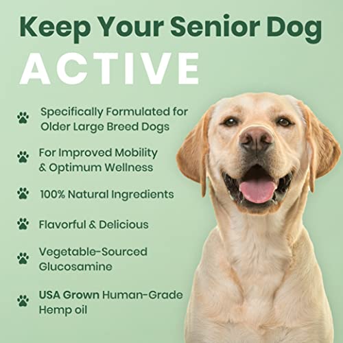 Vet Naturals Hemp & Hips - Dog Joint Supplement Large Breed - Senior Dog Supplements - Glucosamine and Chondroitin Supplement for Large Dog - MSM & USA Grown Hemp Oil (60ct-Rotisserie Chicken)