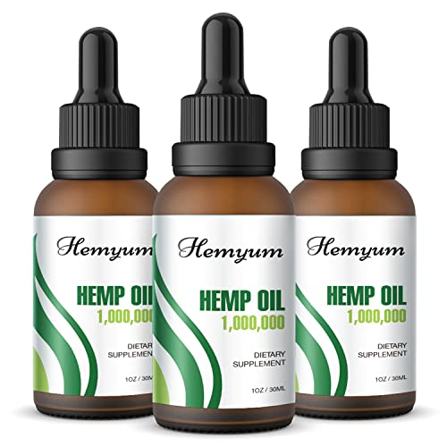 Organic Hemp Oil 1,000,000 Maximum Strength - Natural Hemp Tincture Drop - Vegan, Non-GMO, Organically Grown in USA - 3-Pack