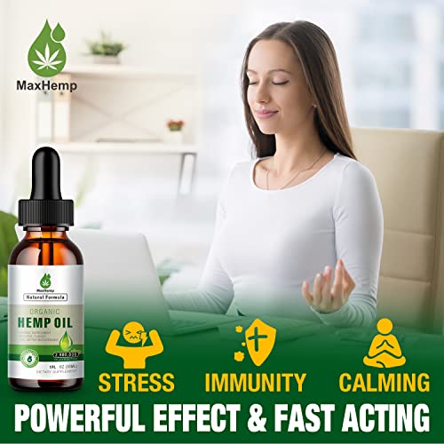 MaxHemp Hemp Oil - 100% Natural Hemp Oils Extract Drops - Calming, Sleep, Relaxation, Immune Support-Organic Tincture - Vegan, Non-GMO, Grown and Made in USA