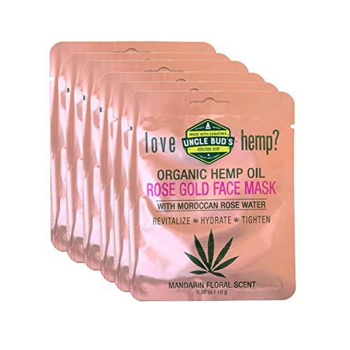 Rose Gold Face Mask with Moroccan Rose Water and Pure Organic Hemp Seed Oil – 6 Pack Bundle.