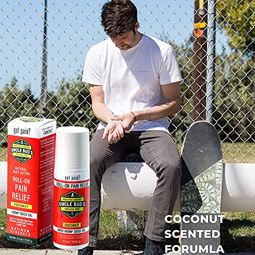 Uncle Bud's Hemp Oil 2-Pack Uncle Bud's Roll On Pain Reliever | for Pain Reduction, Stress Support, Achy Muscle Relief, Fast Acting, Anti Inflammatory