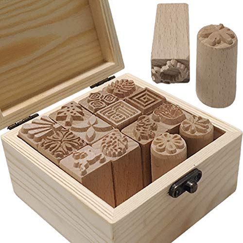 16-Piece Wooden Pottery Stamp Set