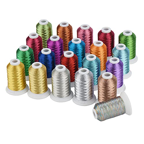 Simthread Metallic Embroidery Thread Kit - 21 Colors