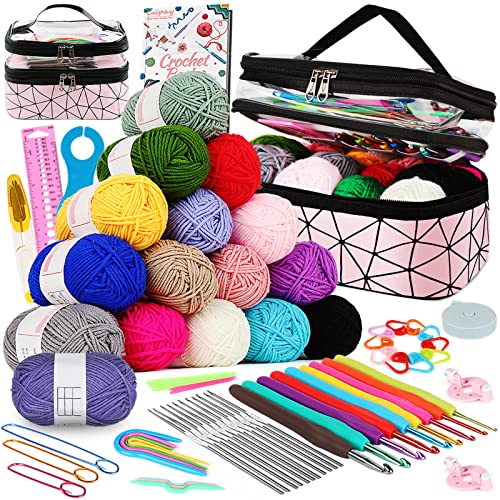 Beginner's Crochet Kit with 16 Colors