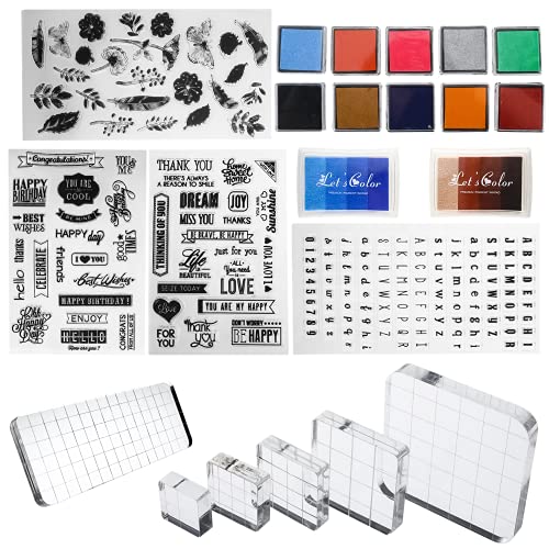 22-Piece Acrylic Stamp and Ink Set