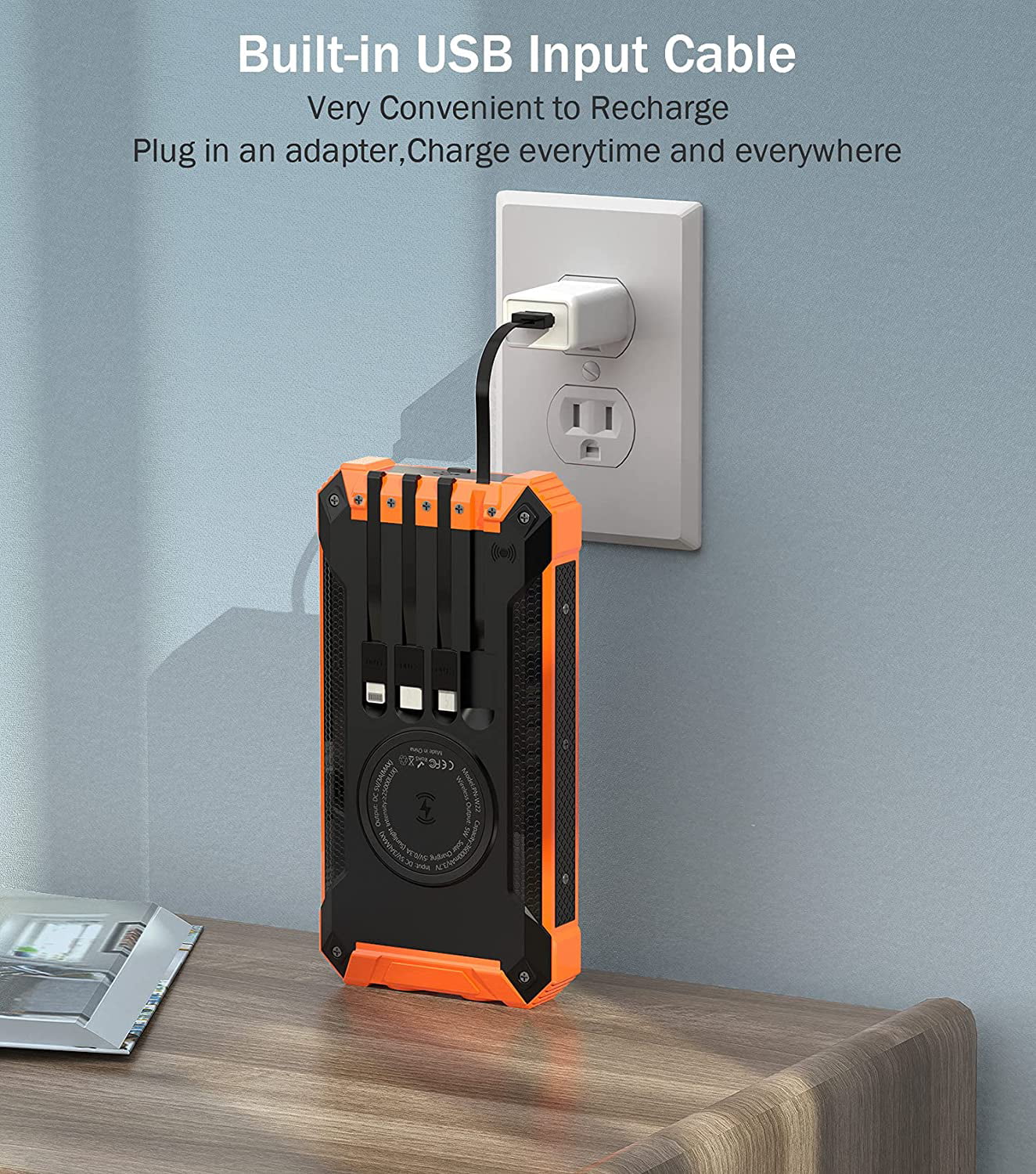 36000mAh Solar Power Bank with Wireless Charger & Flashlights