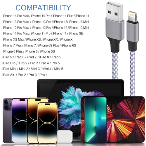 TAKAGI [MFi Certified] iPhone Charger 3PACK 6FT Cable