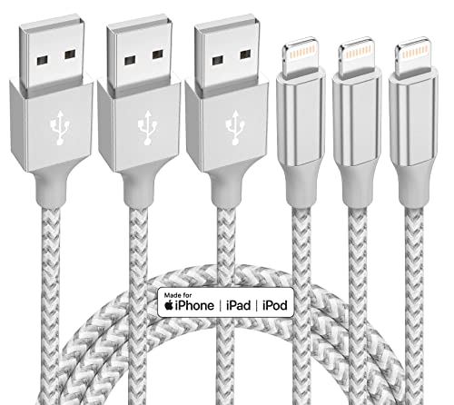 3 Pack 10ft Apple MFi Certified Lightning Cables